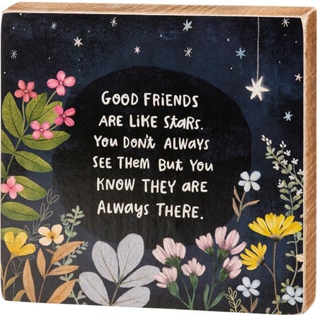 Good Friends Are Like Stars Block Sign - Wood, Paper