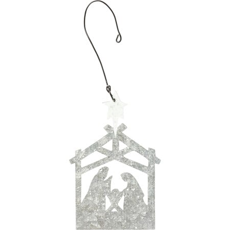 Nativity Metal Ornament - Metal, Wire, Mica