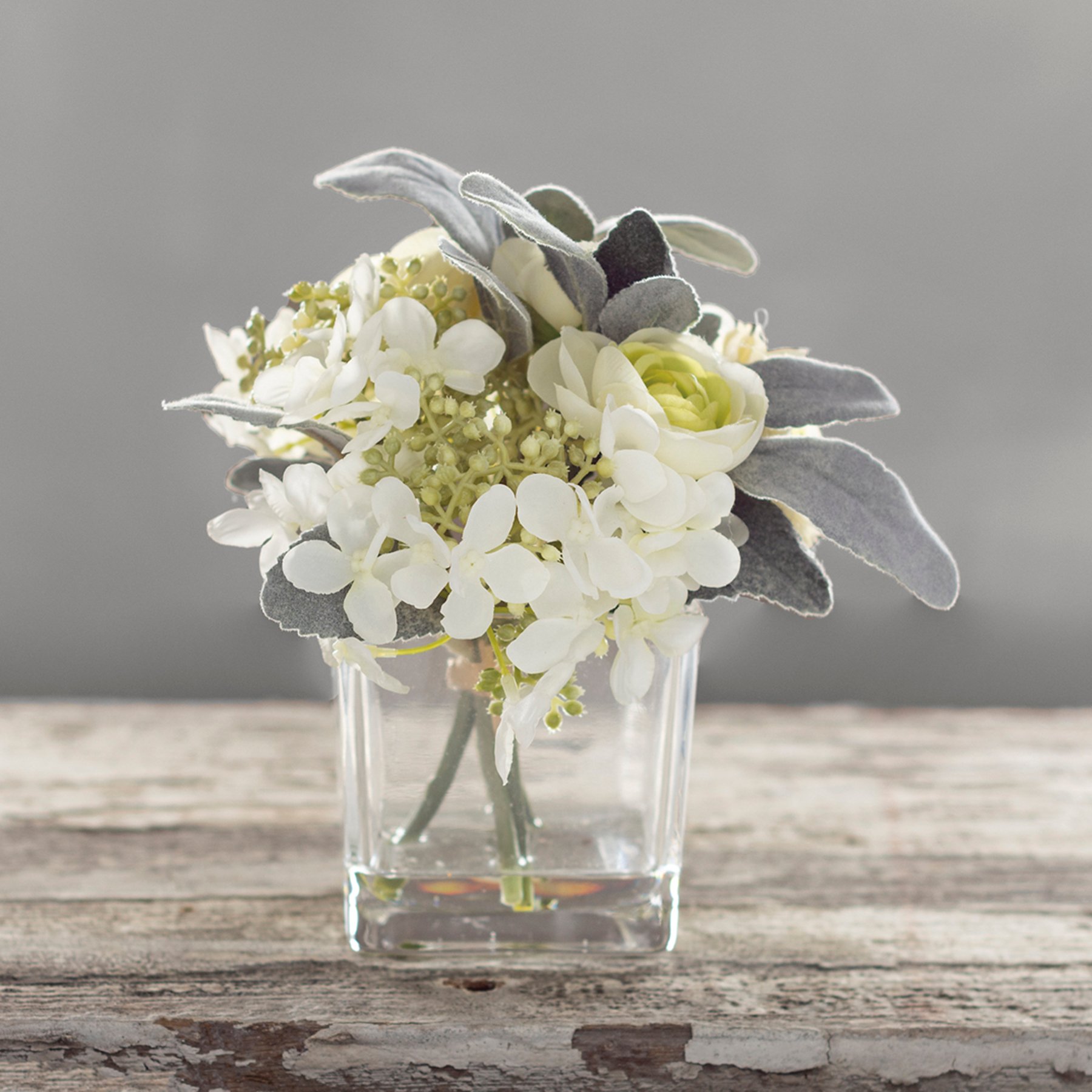 White Floral Bouquet Vase Primitives By Kathy