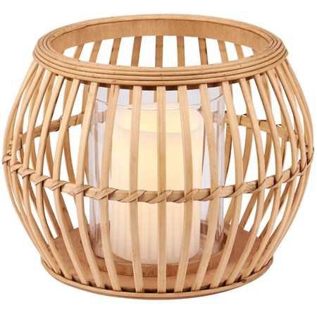 Medium Bamboo Lantern - Bamboo, Glass