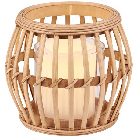 Small Bamboo Lantern - Bamboo, Glass