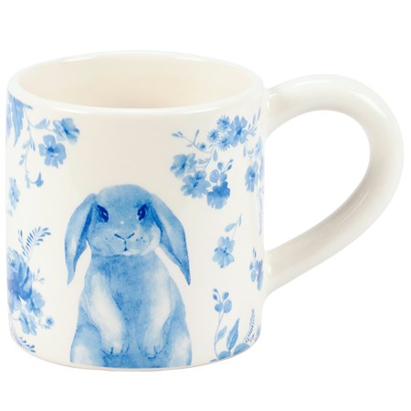 Blue Floral Rabbit Mug - Dolomite