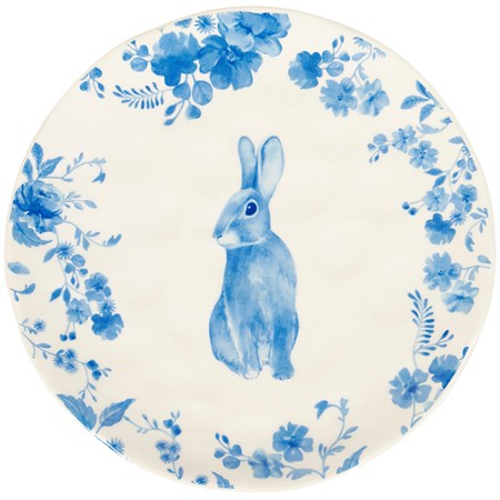 Blue Floral Rabbit Salad Plate - Dolomite