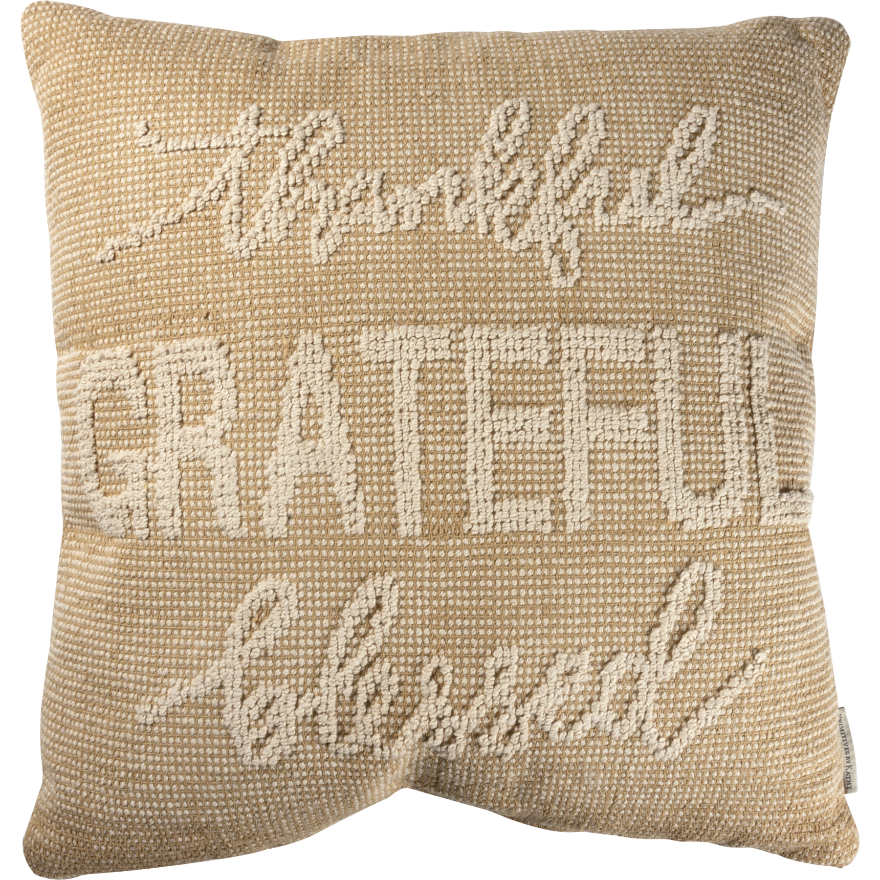 Casement Natural Grateful Thankful Blessed Pillow 18x18 - Accent Pillows -  PINE VALLEY QUILTS