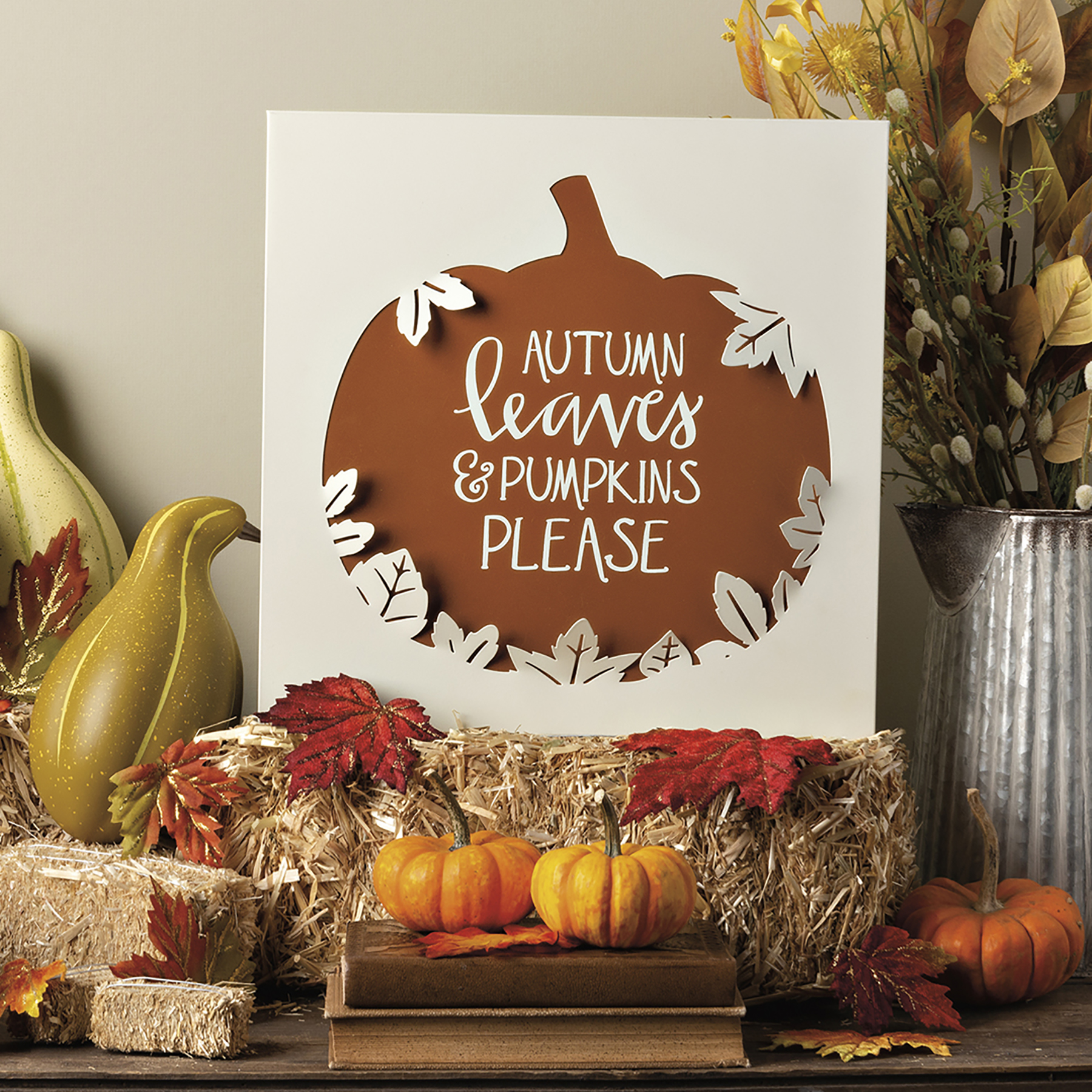 Autumn Leaves And Pumpkins Please Box Sign Primitives By Kathy