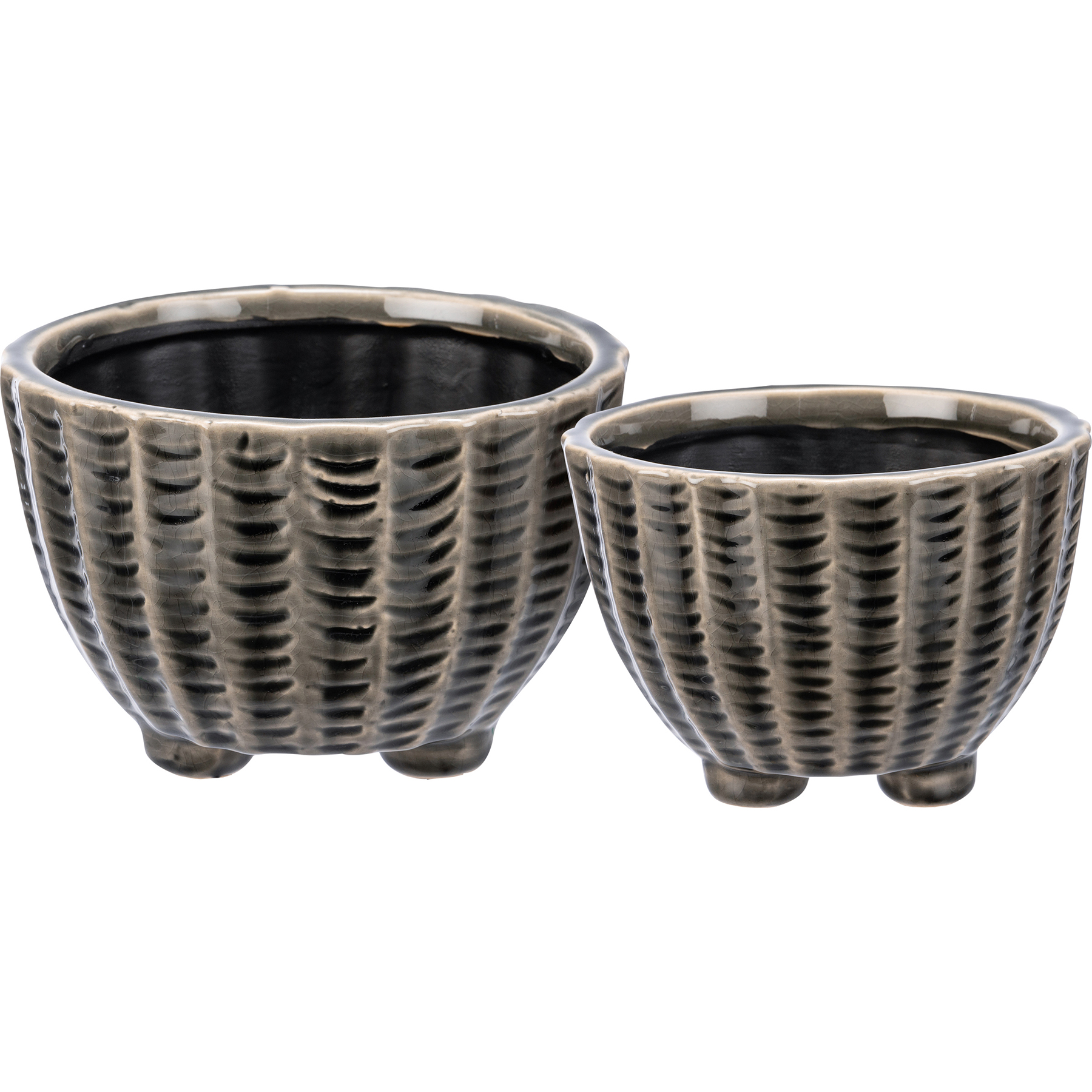 Gray Patterned Planter Set Primitives By Kathy