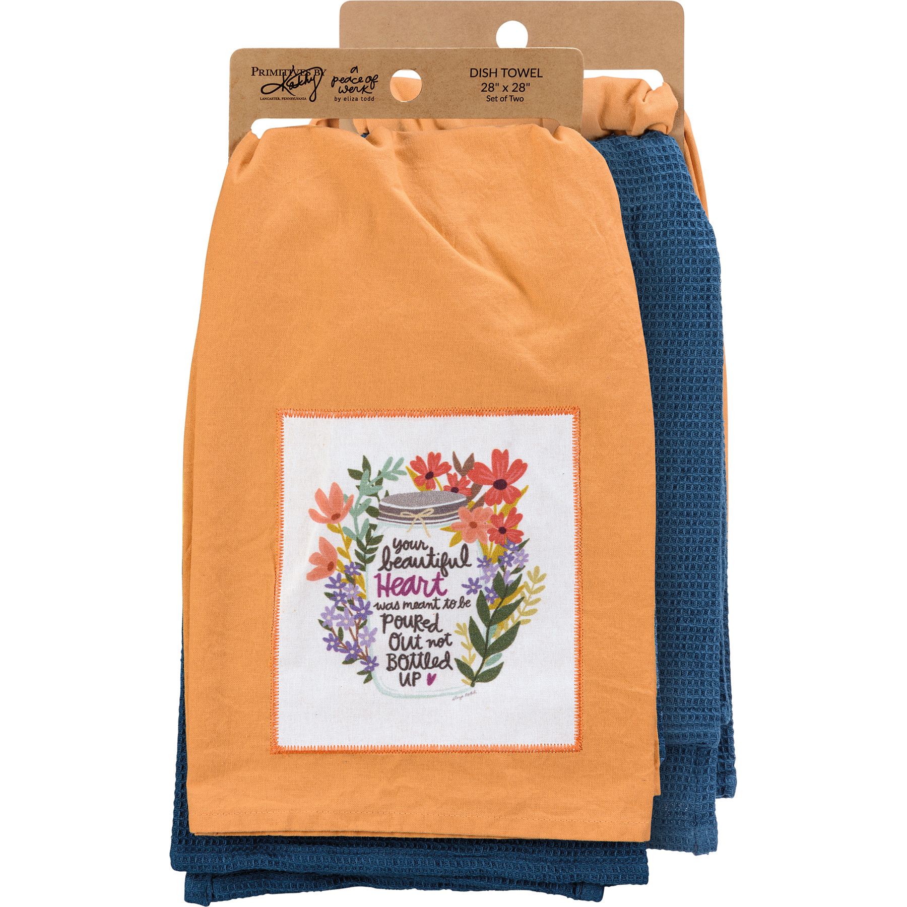 Beautiful Heart, Kitchen Towels, Set of 2 | Primitives by Kathy