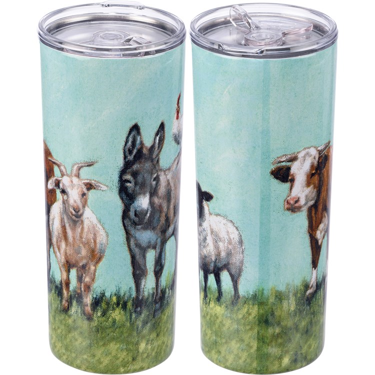 Farm Friends Cow, Pig and Ostrich 20 oz Skinny Tumbler with Straw & Li –  Michelle's Variety Shop