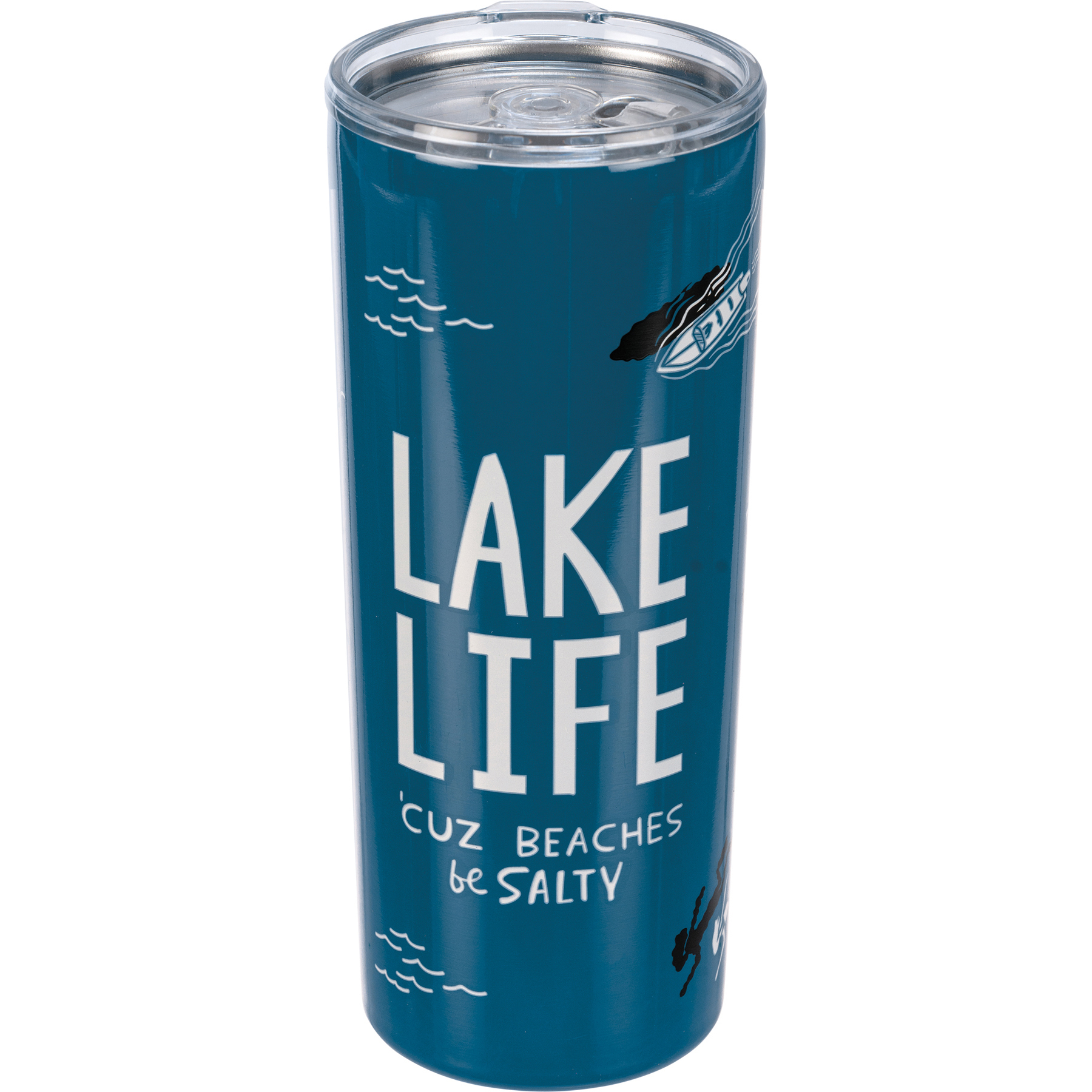 Personalized Lake Life Watercolor Slim Can Coolies