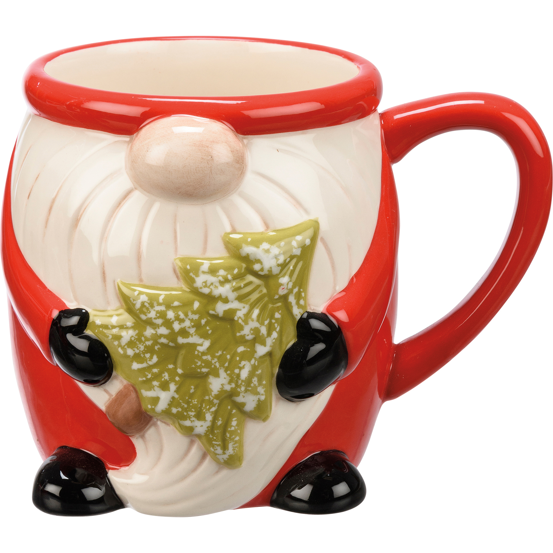 Winterberry Figural Gnome Santa Mug