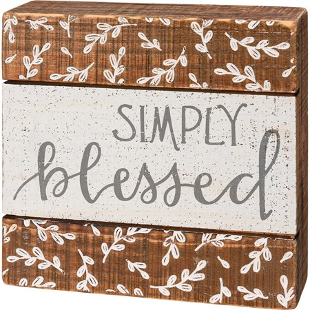 Simply Blessed Slat Box Sign - Wood