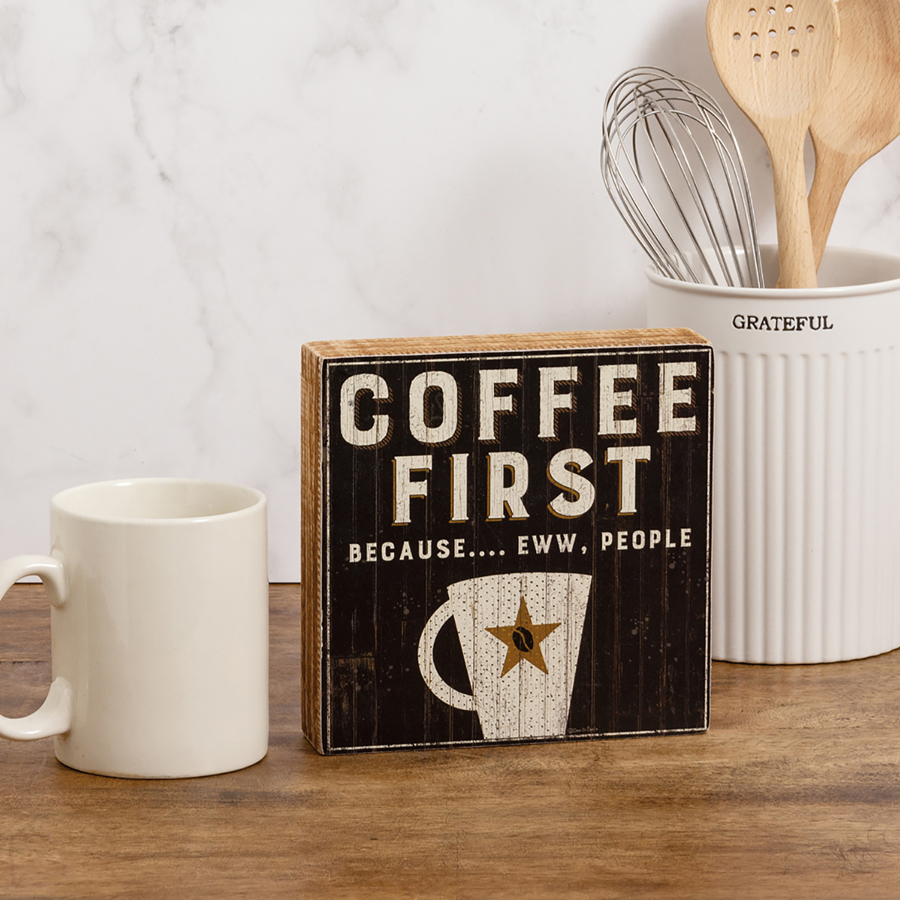 Coffee First Because Eww People Box Sign | Primitives By Kathy