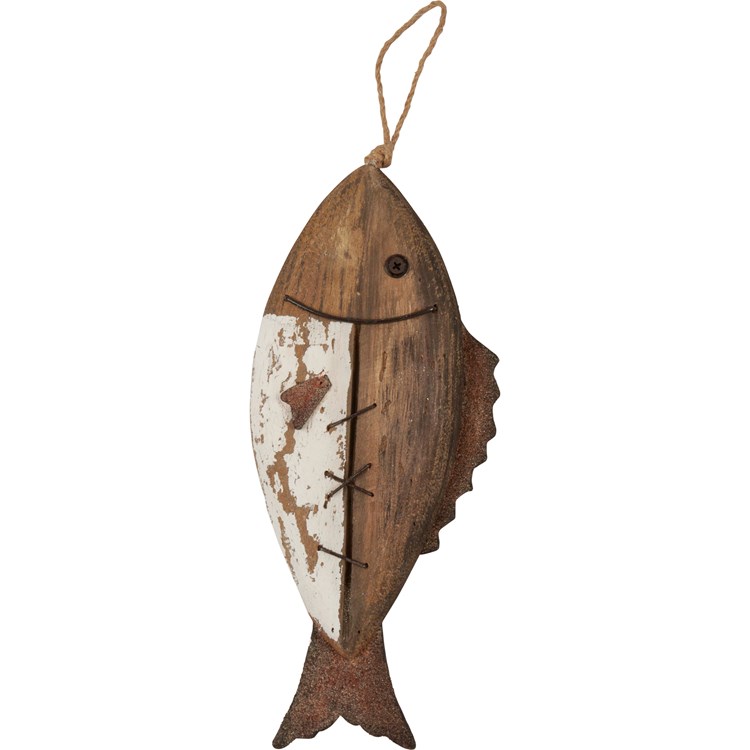 Carved “Hooked on Fishing” flag