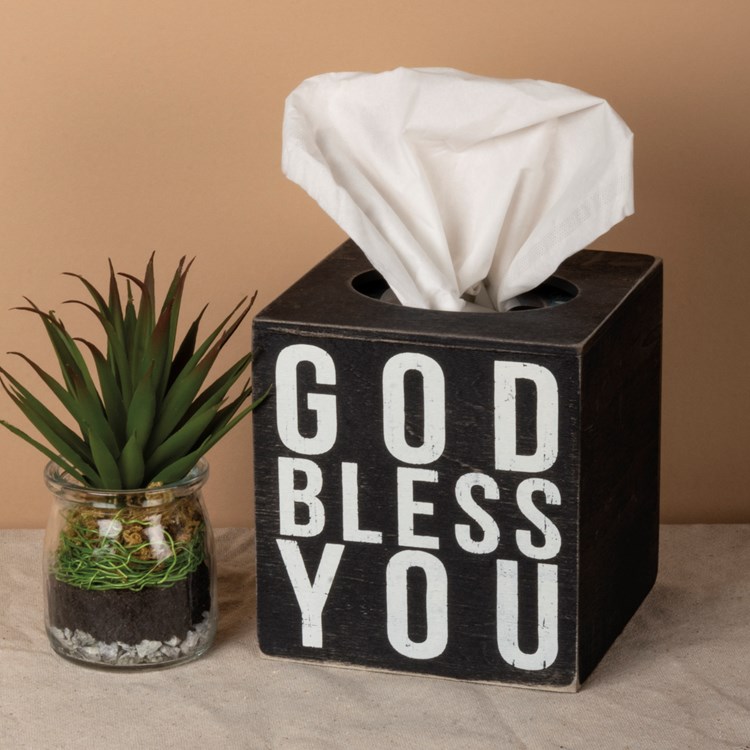 Scripture Wood Sign - God Bless You Tissue Box Cover – The