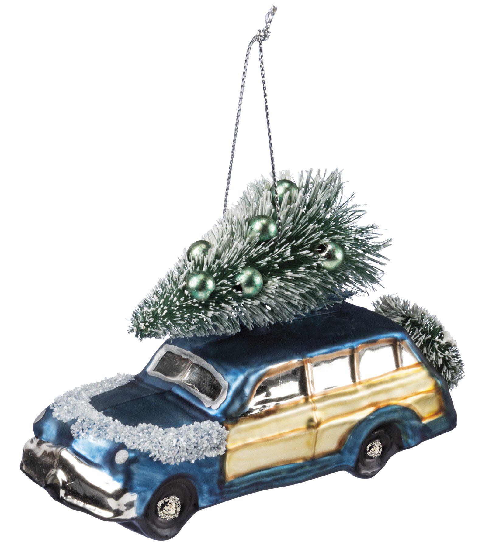 Glass Ornament - Blue Car - Vintage Collection | Primitives By Kathy