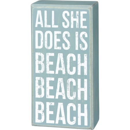 Beach Beach Box Sign - Wood