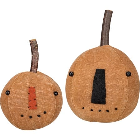 Orange Pumpkin Head Set - Cotton, Wood, Plastic