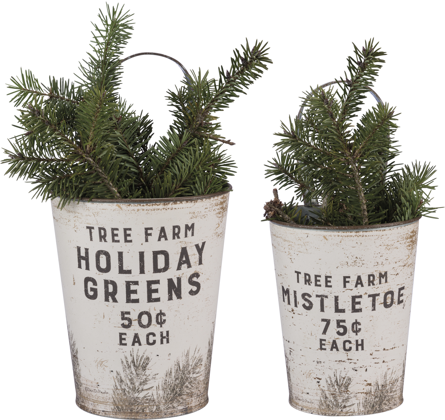 Tree Farm Holiday Greens Wall Bucket Set | Primitives By Kathy
